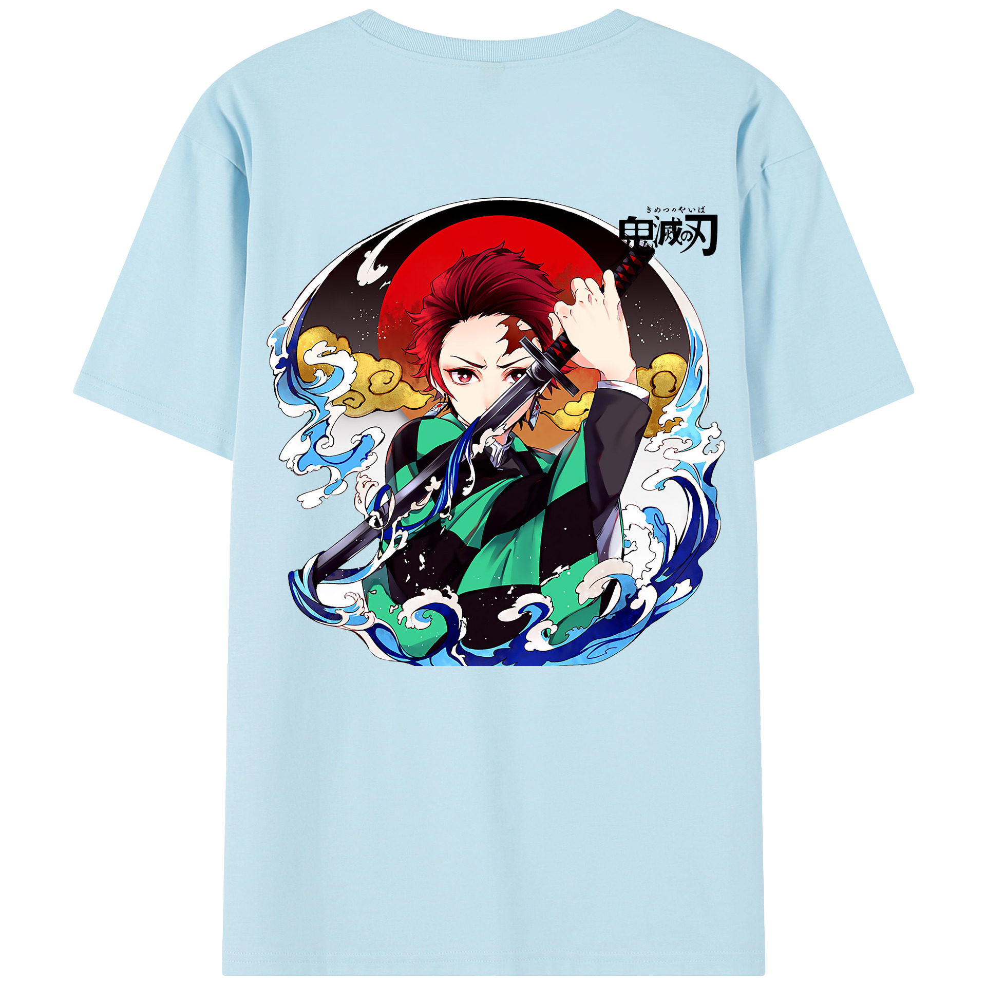 （画像用） 鬼滅の刃 竈門 炭治郎／かまど たんじろう Kamado Tanjirou 綿100％半袖Tシャツ（背面プリント）